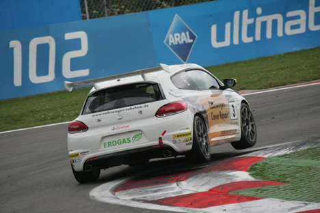 Maiken Rasmussen i Volkswagen Scirocco R Cup på Nürburgring.